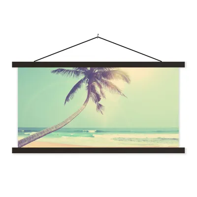 Produktbild von MuchoWow® Textilposter Retro - Palme - Sonne - Sommer 60x30 cm mit schwarzem Rahmen - Textilien
