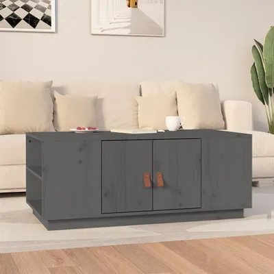 Produktbild von "2026 Promotion" Couchtisch Wohnzimmer - Kaffeetisch - Grau 100x50x41 cm Massivholz Kiefer - Sofatisch CC28378