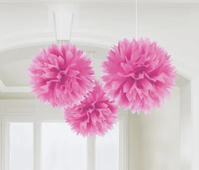 Produktbild von amscan Hängedeko Pom Pon pink 40,6cm 3 Stück