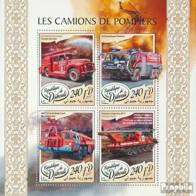 Produktbild von Briefmarken Dschibuti 2017 Mi 1761-1764 Kleinbogen (kompl. Ausg.) postfrisch Feuerwehrfahrzeuge