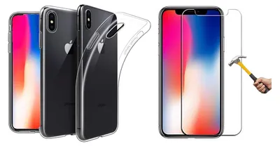 Produktbild von 2in1 Schutzglas Schutzhülle kompatibel mit iPhone x iphone xs Case Panzerglas Schutz-Set Schutzhülle TPU Hülle transparent Flexibel Cover Handyhülle Glasfolie