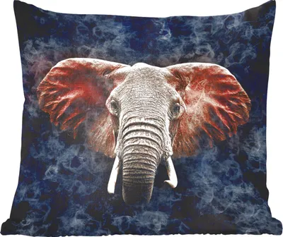 Produktbild von MuchoWow® Zierkissen Sofakissen Wohnzimmer Dekokissen 40x40 cm Elefant - Rot - Tiere - Foto Kissen - Schlafzimmer Dekoration