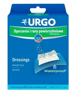 Obrázek produktu pro Urgo, Oparzenia i rany powierzchniowe Opatrunek wodooporny, 4 sztuki - Długi termin ważności!