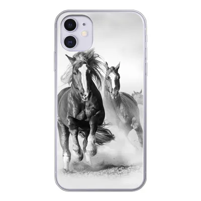 Produktbild von MuchoWow® Handyhülle Schutzhülle Hülle für iPhone 11 Pferde - Tiere - Illustration Silikon Softcase Handy Hülle - Handytasche