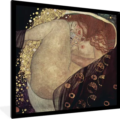 Produktbild von MuchoWow® Gerahmtes Poster Danaë - Gustav Klimt 40x40 cm - Poster mit Schwarzem Bilderrahmen Wandposter Rahmen Foto Bilder - Mit Rahmen - Wanddekoration Schlafzimmer