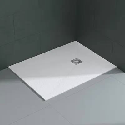 Produktbild von Mai & Mai Duschwanne 90x120x3cm Duschtasse aus Mineralguss Mineralgusswan inkl. Ablaufgarnitur06 Weiß Matt Rechteckig DIN-Anschlüsse Geoma09