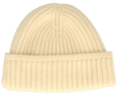 Riviera dicke & warme Umschlag-Strickmütze reines Kaschmir in beige