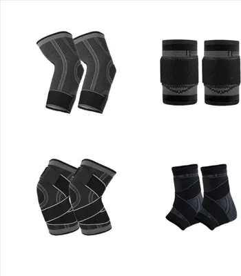 Produktbild von INF Sportliches Schutz Set: Knie, Ellbogen, Handgelenk, Knöchel Unterstützung Schwarz M