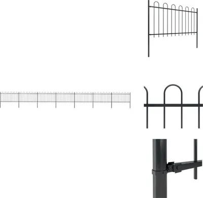 Produktbild von vidaXL Gartenzaun mit Bügel-Design Stahl 11,9 x 1 m Schwarz -  Zaunfelder
