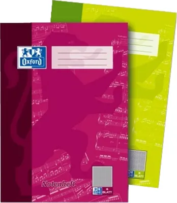 Produktbild von OXFORD Notenheft Lineatur 14 Notenlineatur mit Hilfslinien DIN A4 ohne Rand, 8 Blatt