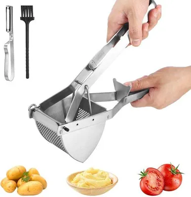 Produktbild von Famanu Kartoffelstampfer Set mit Schaber und Bürste - 3-teilig