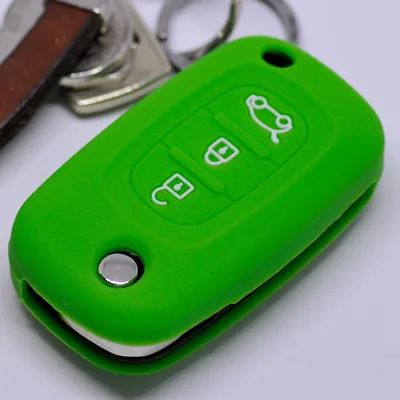 Produktbild von Auto Schlüssel Silikon Schutz Hülle Grün kompatibel mit Renault Twingo Clio Smart Forfour 3 Tasten Klappschlüssel
