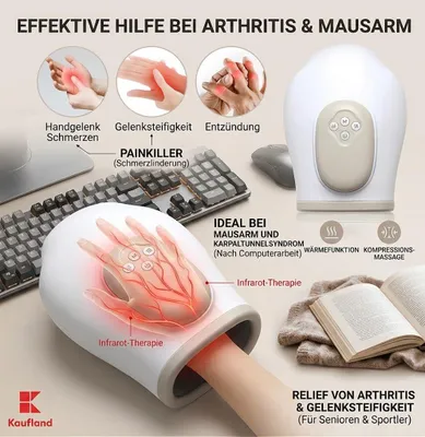 Produktbild von Handmassagegerät Kabellos mit Wärme & Kompression: 5 Modi, Akku – Lindert Hand & Gelenkschmerzen
