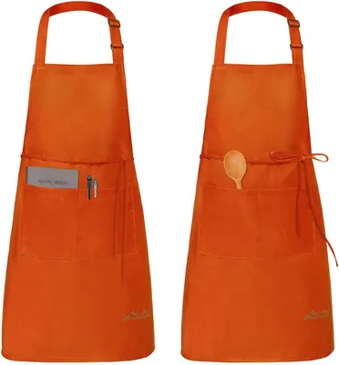 Produktbild von 2er Pack Wasserdichte Küchenschürzen, Verstellbar, Orange, Für Erwachsene und Kinder