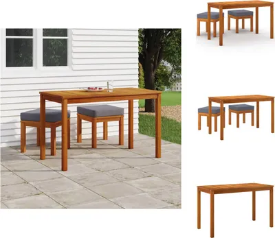 Produktbild von vidaXL 3-tlg. Garten-Essgruppe mit Kissen Massivholz Akazie -  Gartenmöbel-Sets