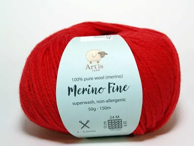 Image de Merino Fine Art'is Yarn 100 % pure Laine | Superwash et hypoallergénique (50 g/150 m) (118 rouge vif)
