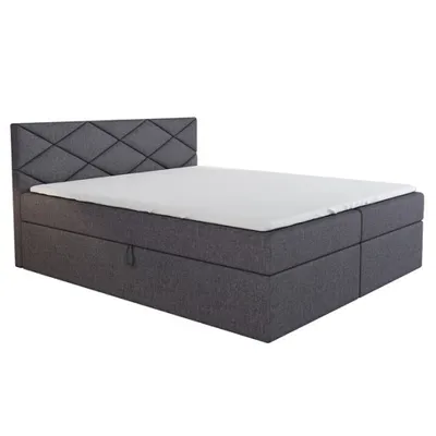 Produktbild von Boxspringbett RON 140 x 200 mit 2 Bettkästen, Bonell-Matratze und Topper. Farbe: Dunkelgrau