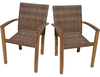 Produktbild von Stapelstühle, 2er Set, Kunststoffgeflecht, Akazie