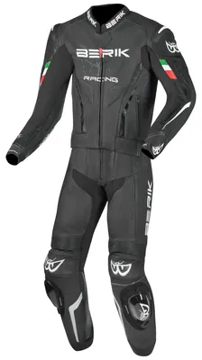 Immagine prodotto di Tuta da moto in pelle a due pezzi Berik Finthal, nero/bianco, taglia 52