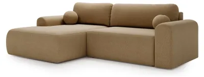 Obrázok produktu pre Rohová sedačka AURORA – Stelesnenie pohodlia. Béžová, rozkladacia rohová sedačka s funkciou lôžka, ľavá strana. Rozmery: 210x130 cm