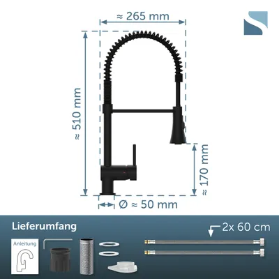 Produktbild von 79156U CORNWALL Spiralfeder Spültischarmatur, Schwarz matt