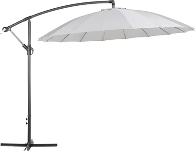 Produktbild von BELIANI Ampelschirm Hellgrau Polyester Stahl ⌀ 268 cm Kurbelmechanismus Garten Terrasse