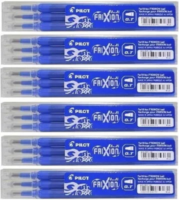Obrázok produktu pre Pilot Pen Frixion – náhradné perá – mazateľné – 6 x 3 náplne – 0,7 mm – modré