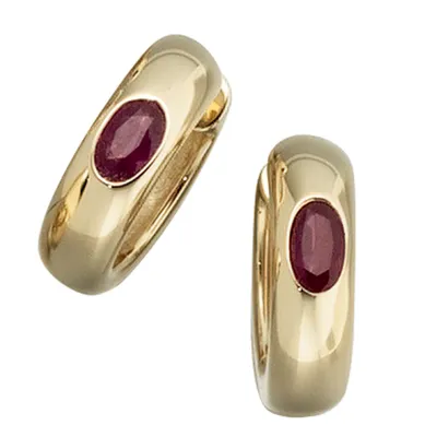 Produktbild von JOBO Creolen 585 Gold Gelbgold 2 Rubine rot Ohrringe