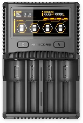 Immagine prodotto di Caricabatterie NITECORE SC4, 4 slot, per Li-Ion, Ni-MH, Ni-Cd, Li-FEPO4