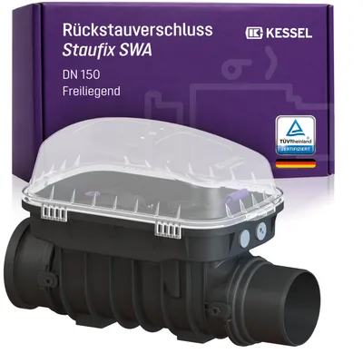 Produktbild von KESSEL Staufix SWA DN 150 Rückstauverschluss Typ 2 freiliegend, 73150.10, Premium-Rückstausicherung für fäkalienfreies Abwasser, 2 Klappen, EN 13564