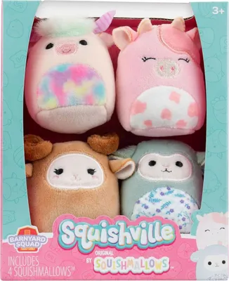 Produktbild von Jazwares SQM0506 - Squishville by Squishmallows - Scheunen Squad – 4er Pack 5 cm Plüschfiguren