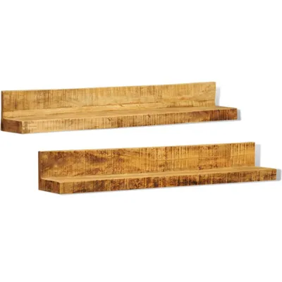 Produktbild von 2er Set Moderne Wandregale aus Massivholz, 110x16x16 cm, 20 kg Tragkraft