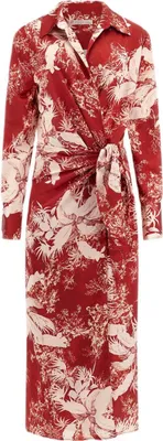 Zdjęcie produktu dla GUESS Sukienka midi czerwony kwiatowy wzór rozmiar S Klasyczny krój Elegancka moda damska