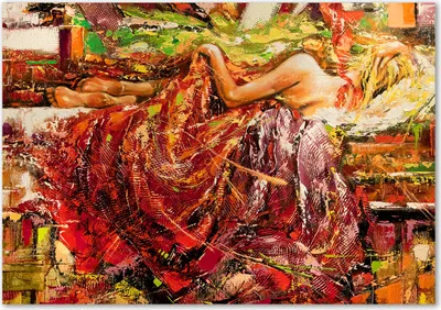 Produktbild von Tulup® Glas-Bild - 100 x 70 - Wandbild aus Glas - Wandkunst - Wandbild hinter gehärtetem Sicherheitsglas - Kunst: modern & klassisch - Schlafende Frau - Rot