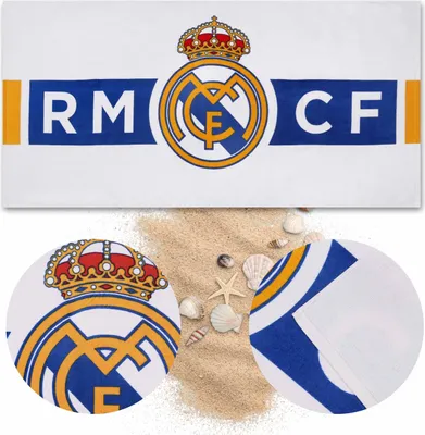 Obrázek produktu pro Real Madrid RYCHLESCHNOUCÍ plážový ručník, osuška pro fotbalové fanoušky BAVLNĚNÝ PLÁŽOVÝ RUČNÍK 70x140cm