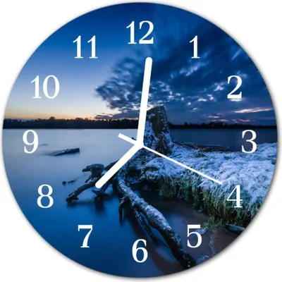 Produktbild von Glasuhr Wanduhr Küchenuhr Echt-Glas 30fi cm Landschaft blau