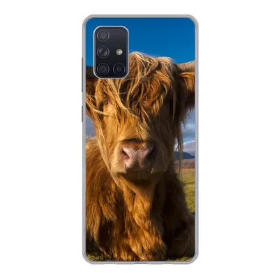 Produktbild von MuchoWow® Handyhülle Schutzhülle Hülle für Samsung Galaxy A51 Schottische Highlander - Tiere - Gras Silikon Softcase Handy Hülle - Schutzabdeckung