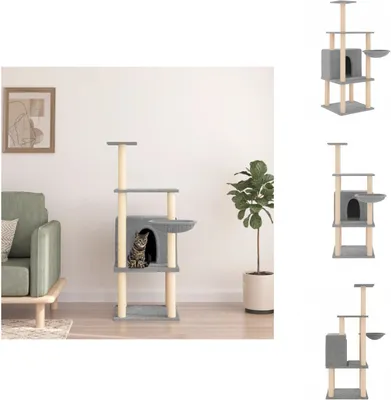 Produktbild von vidaXL Kratzbaum mit Sisal-Kratzsäulen Hellgrau 132 cm -  Kratzbäume