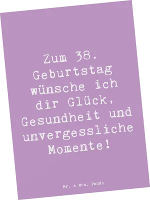 Produktbild von Mr. & Mrs. Panda Postkarte Spruch 38. Geburtstag - Lavendeltraum - Geschenk, Geschenke, Handgefertigt, Happy Birthday, Alter, Ansichtskarte, bildkarte, Ansichtskarten