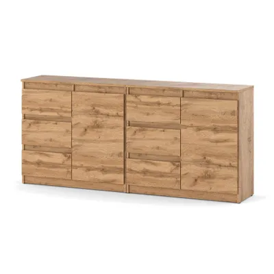 Zdjęcie produktu dla Komoda Zestaw 160 cm Dąb Wotan 6 Szuflad 2 Drzwi Duża do Salonu Loft BILLY JUNIOR AZTeam