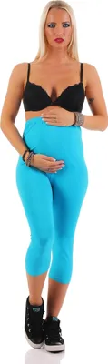 Obrázek produktu pro Těhotenské legíny 3/4 bavlna těhotenský pás EU tyrkysová 2XL/44