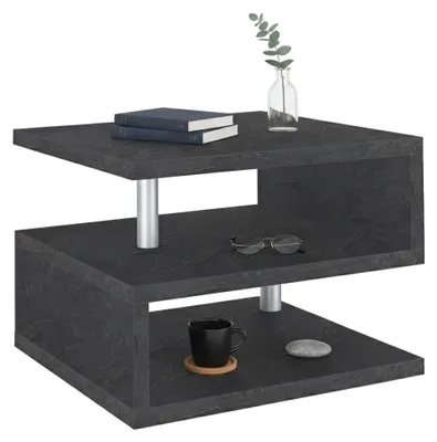 Produktbild von Couchtisch Dcalligari, Wohnzimmer-Couchtisch, niedriges Aufbewahrungselement, Couchtisch, 55x55x41 cm, Schiefer