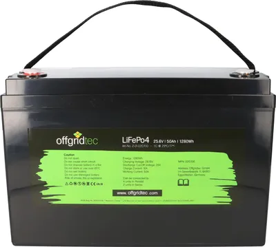 Zdjęcie produktu dla Akumulator Offgridtec LiFePO4 25,6 V 50 Ah z 0% podatkiem VAT zgodnie z §12 ust. 3 ustawy o podatku od towarów i usług (UStG)