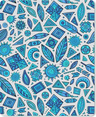Produktbild von MuchoWow® Mauspad Mousepad Blau - Muster - Federn - Mond 30x40 cm - Mousepads - Maus Mat - Pad - Mausunterlage - Mausmatten