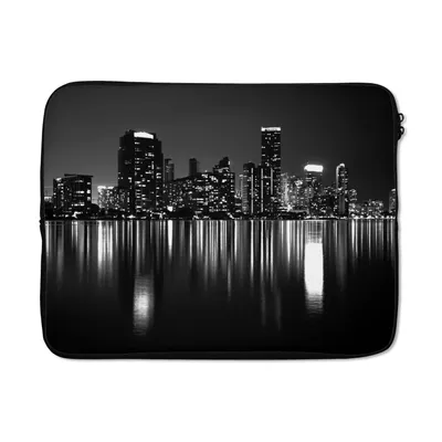 Produktbild von MuchoWow® Laptop Hülle 17 Zoll Laptoptasche New York - Skyline - Nacht - Zipper - Schutzabdeckung