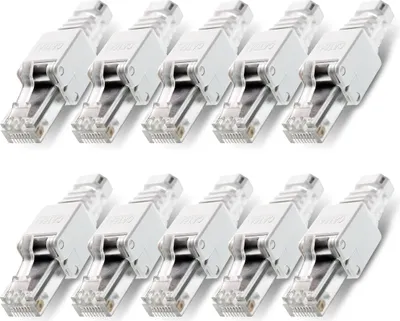Produktbild von 10x Netzwerkstecker CAT6A RJ45 Werkzeuglose Montage CAT 7 / 6 / 5 Netzwerk Kabel