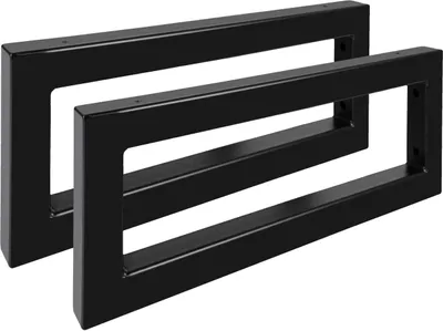 Two black rectangular shelf brackets are shown against a white background.