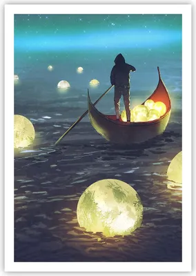 Produktbild von Poster - Poster ohne Rahmen - Boot Wasser Märchen - 70x100 cm - Wand Bild - Wanddeko - Wandbilder - Kunstposter - Wandposter - Bilder - Kunstdruck - Wanddekoration - Wandbild - P2XPA70x100-4002