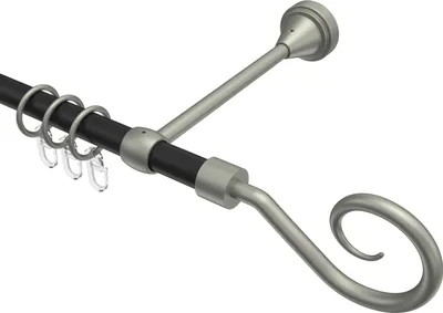 Produktbild von Interdeco Gardinenstange / Vorhangstange Schwarz / Chrom matt, Typ Primus Allegra (Spirale), 16 mm Ø 1-läufig, 320 cm