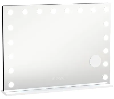 Produktbild von Hollywood Schminkspiegel mit 18 dimmbaren LED-Lampen, 3 Farben, RGB-Licht, Bluetooth-Lautsprecher, 10x Vergrößerung Weiß